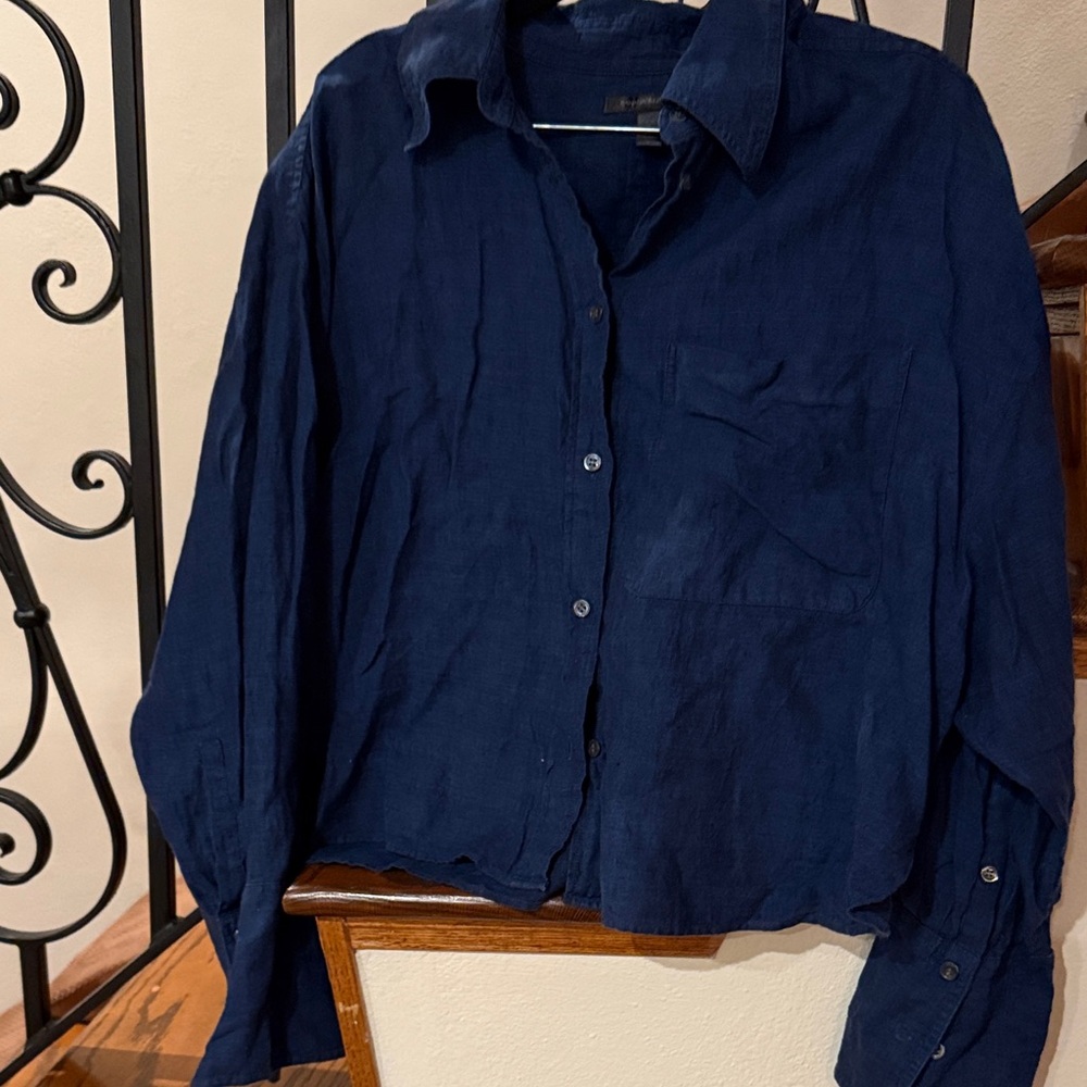 Madewel Navy Blue linen Shirt